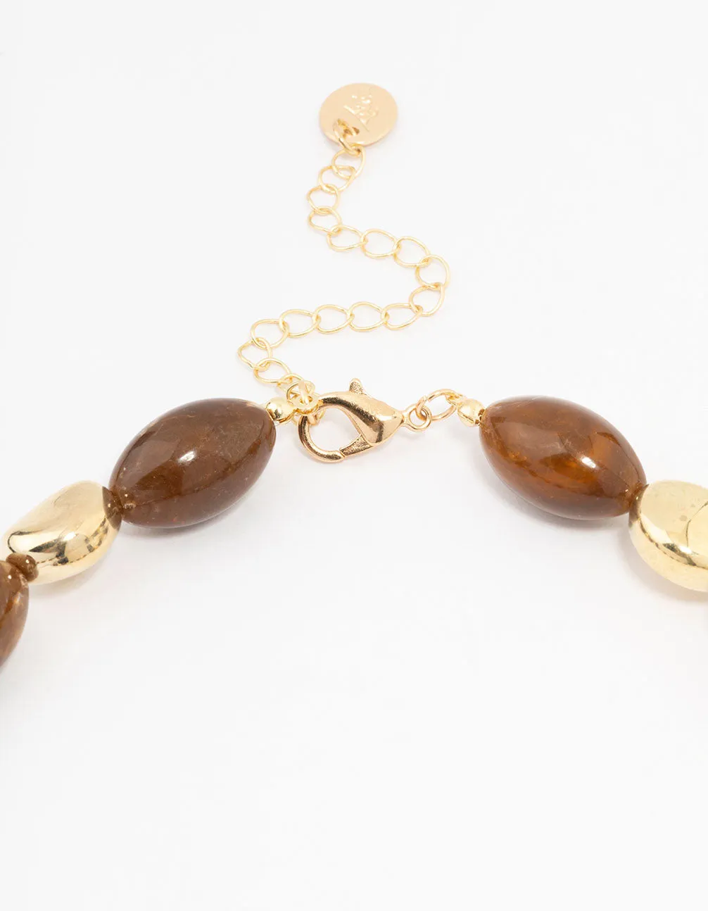 Brown Pearl & Gold Beaded Necklace