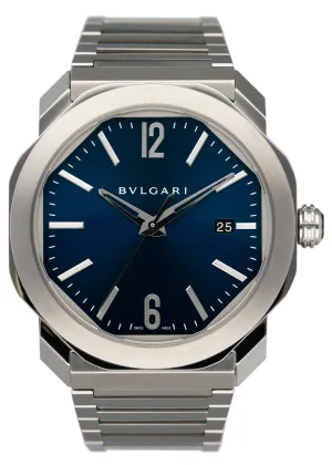 Bvlgari OCTO Roma 102856 Blue Dial Mens Watch With Papers