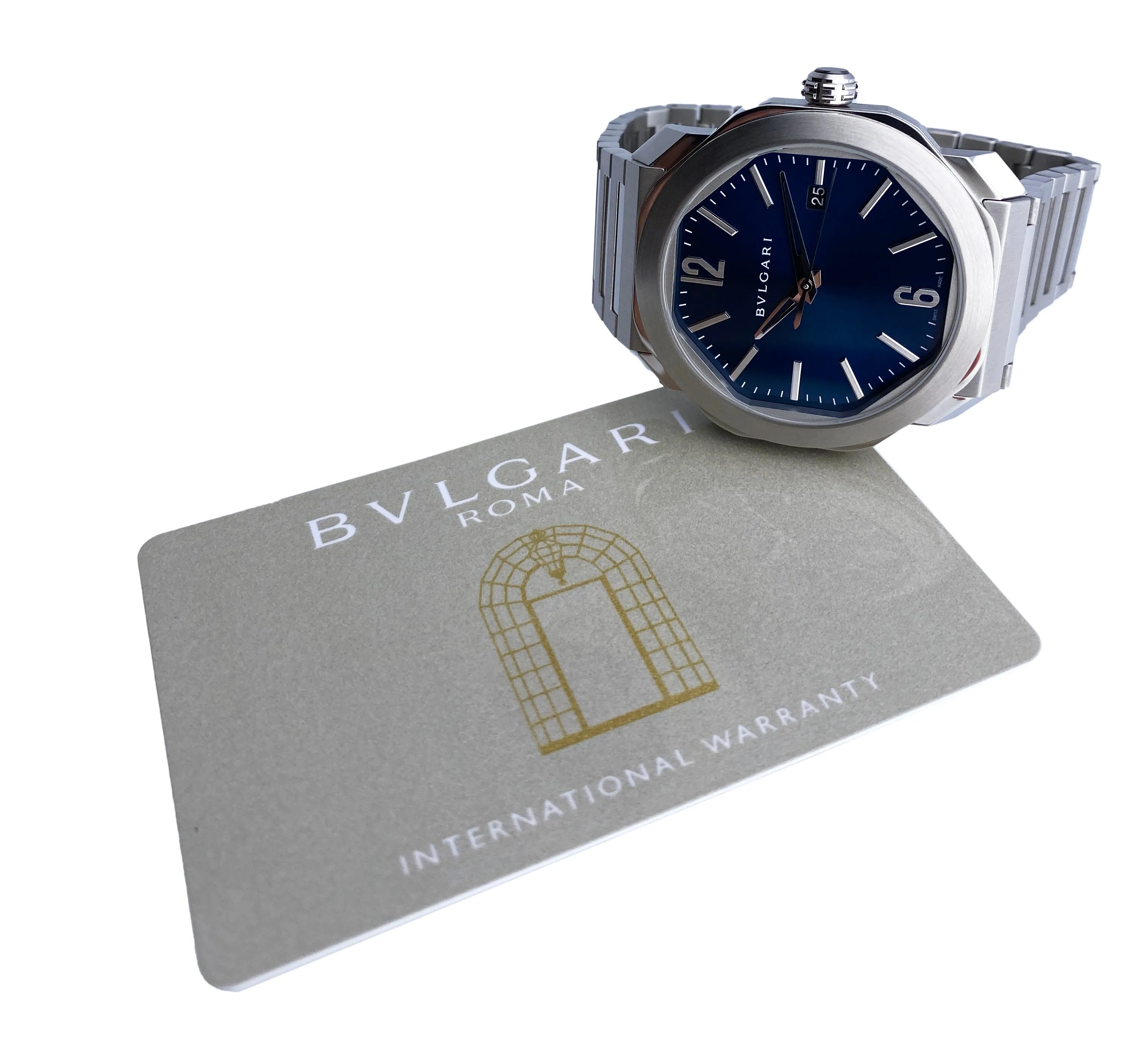 Bvlgari OCTO Roma 102856 Blue Dial Mens Watch With Papers