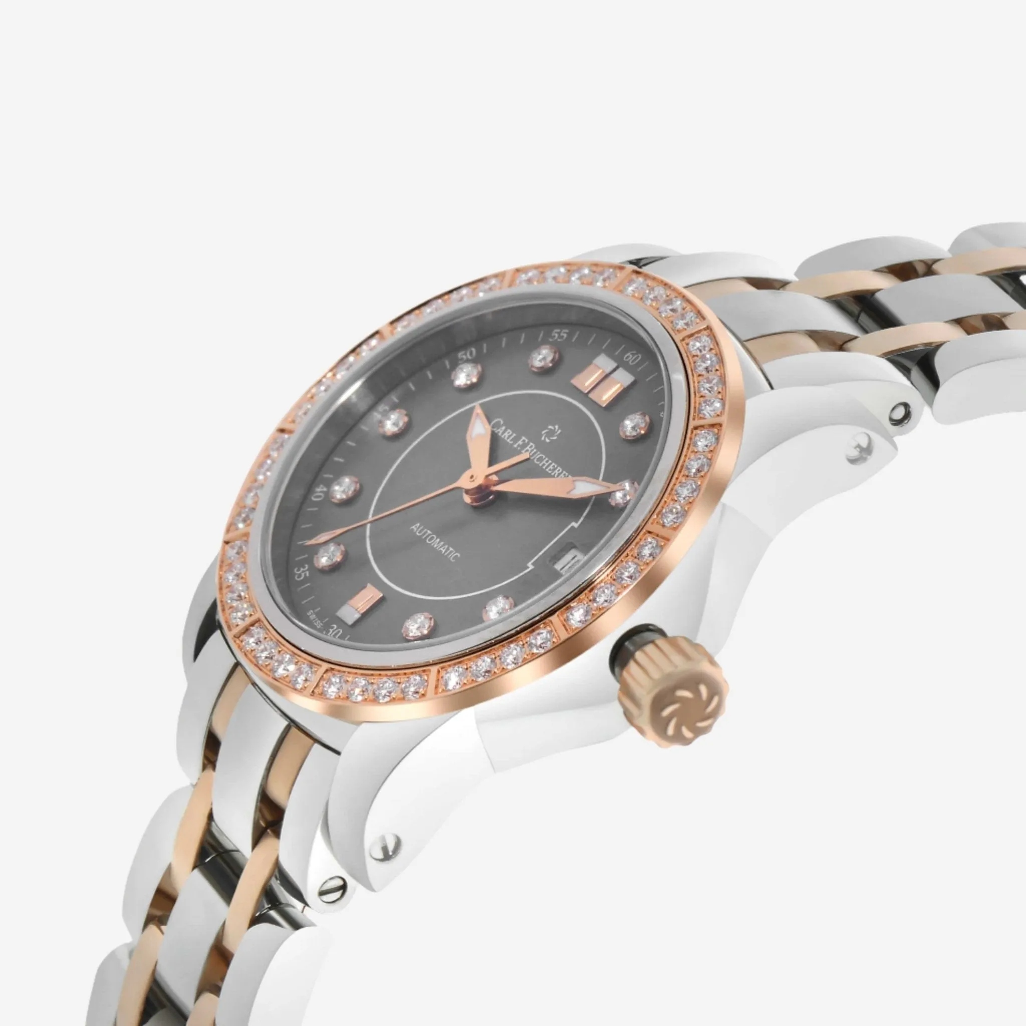 Carl F. Bucherer Patravi Diamond AutoDate Two Tone Automatic Ladies Watch 00.10621.07.87.31