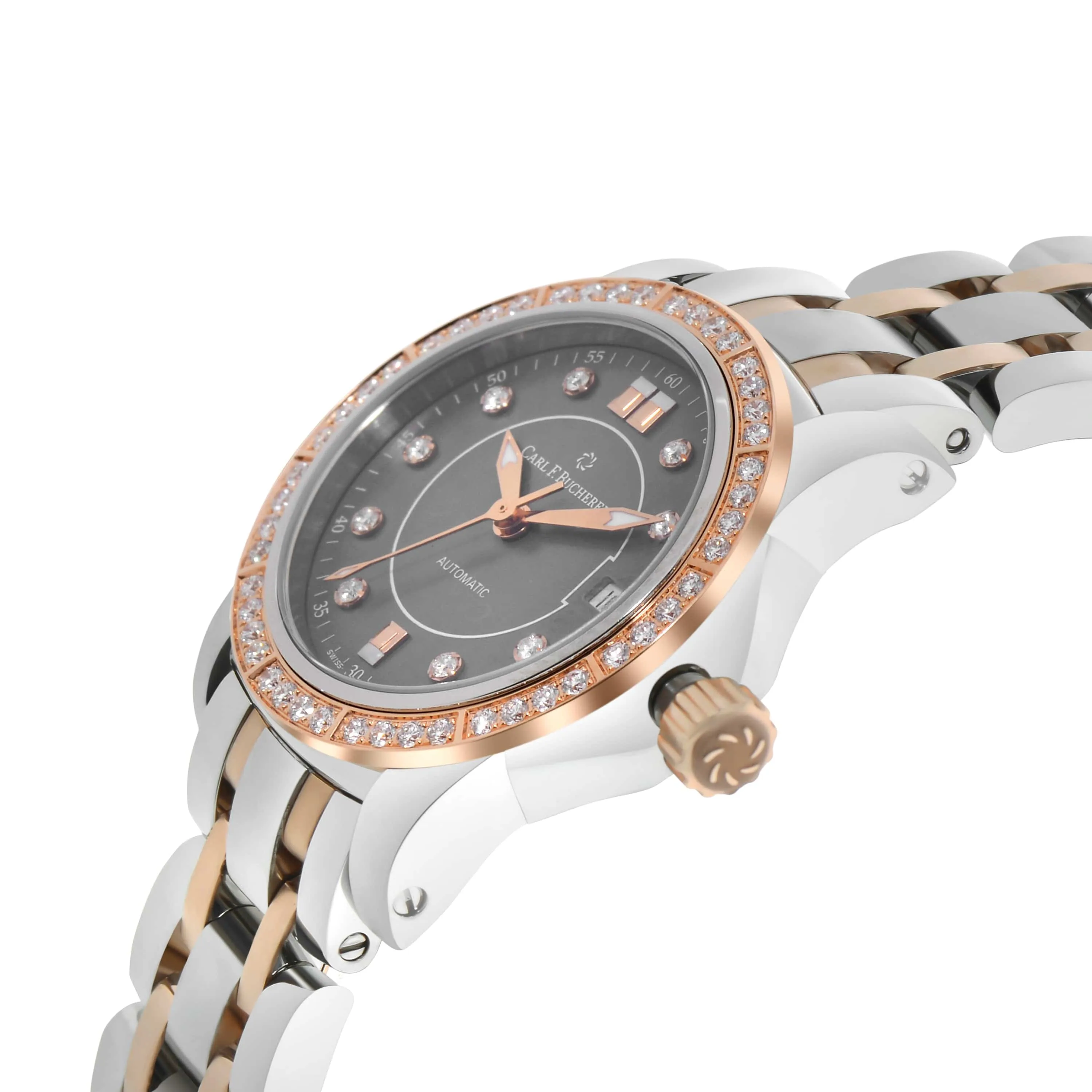 Carl F. Bucherer Patravi Diamond AutoDate Two Tone Automatic Ladies Watch 00.10621.07.87.31