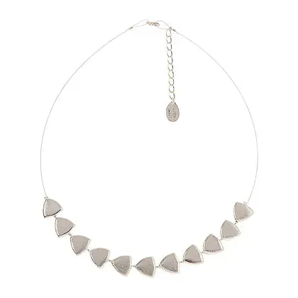 Carrie Elspeth Brushed Silver Triangles Beaded Necklace