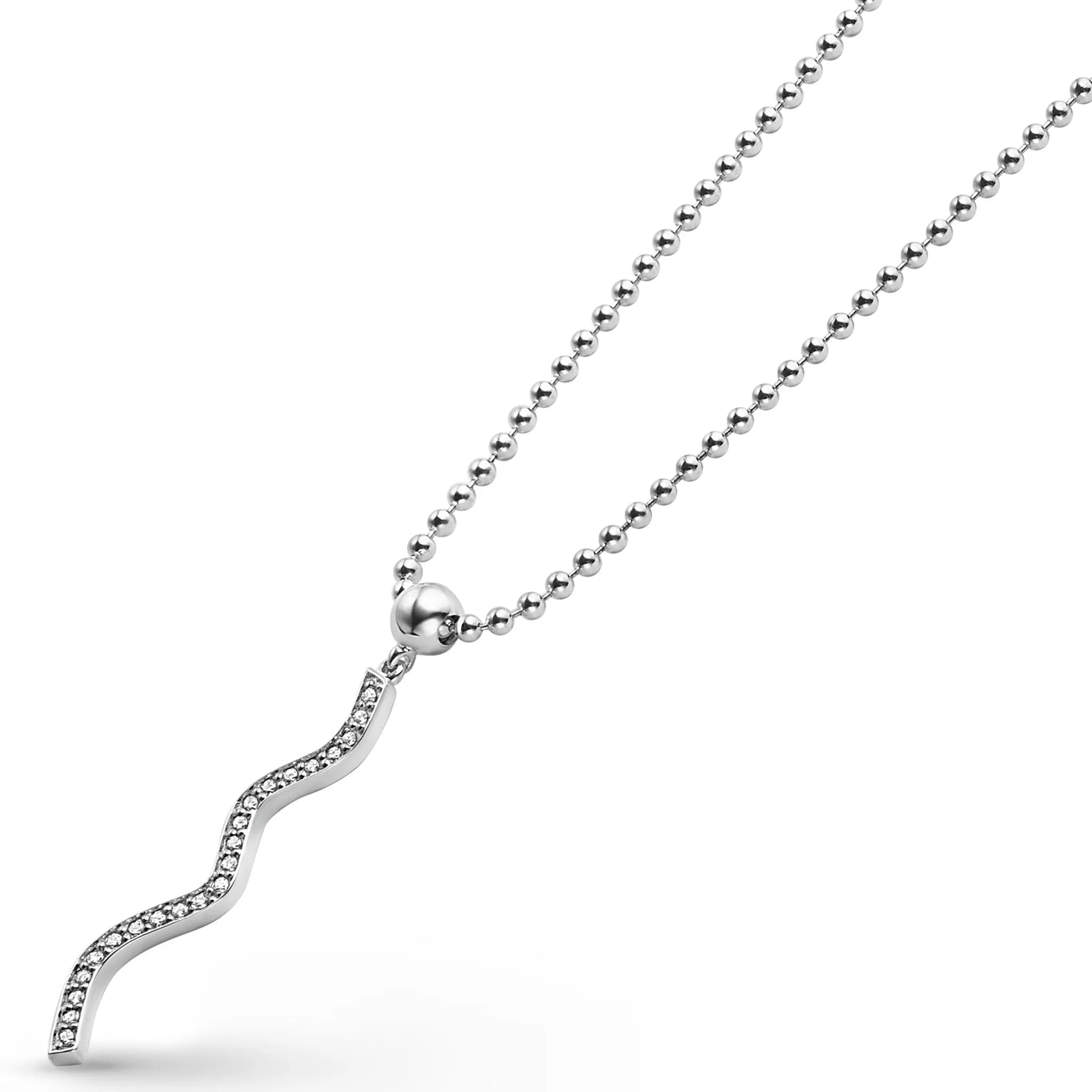 Caviar Spark Large Wave Diamond Pendant Necklace