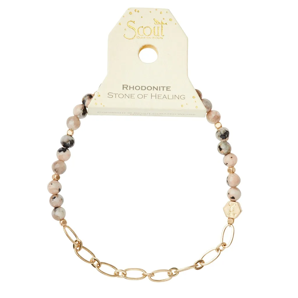 Chain Bracelet Rhodonite/Gold