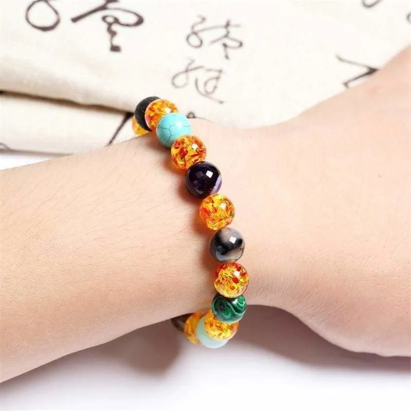 Chakra Lava  Bracelet Black Lava Healing Balance Beads