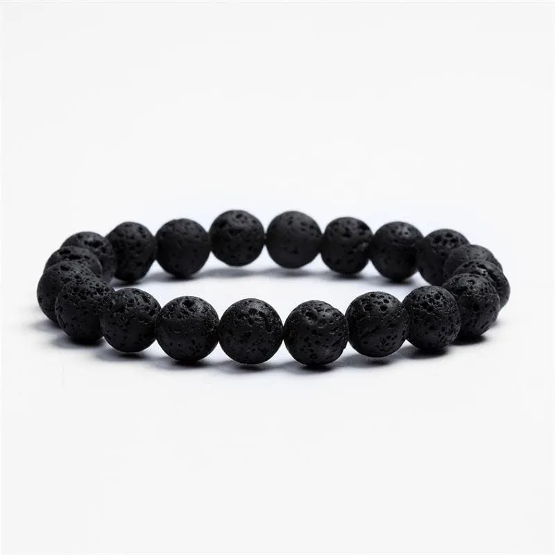 Chakra Lava  Bracelet Black Lava Healing Balance Beads