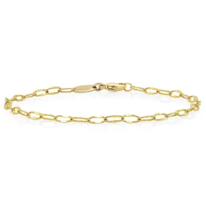 Charm Bracelet   Yellow Gold Oval Textured Chain