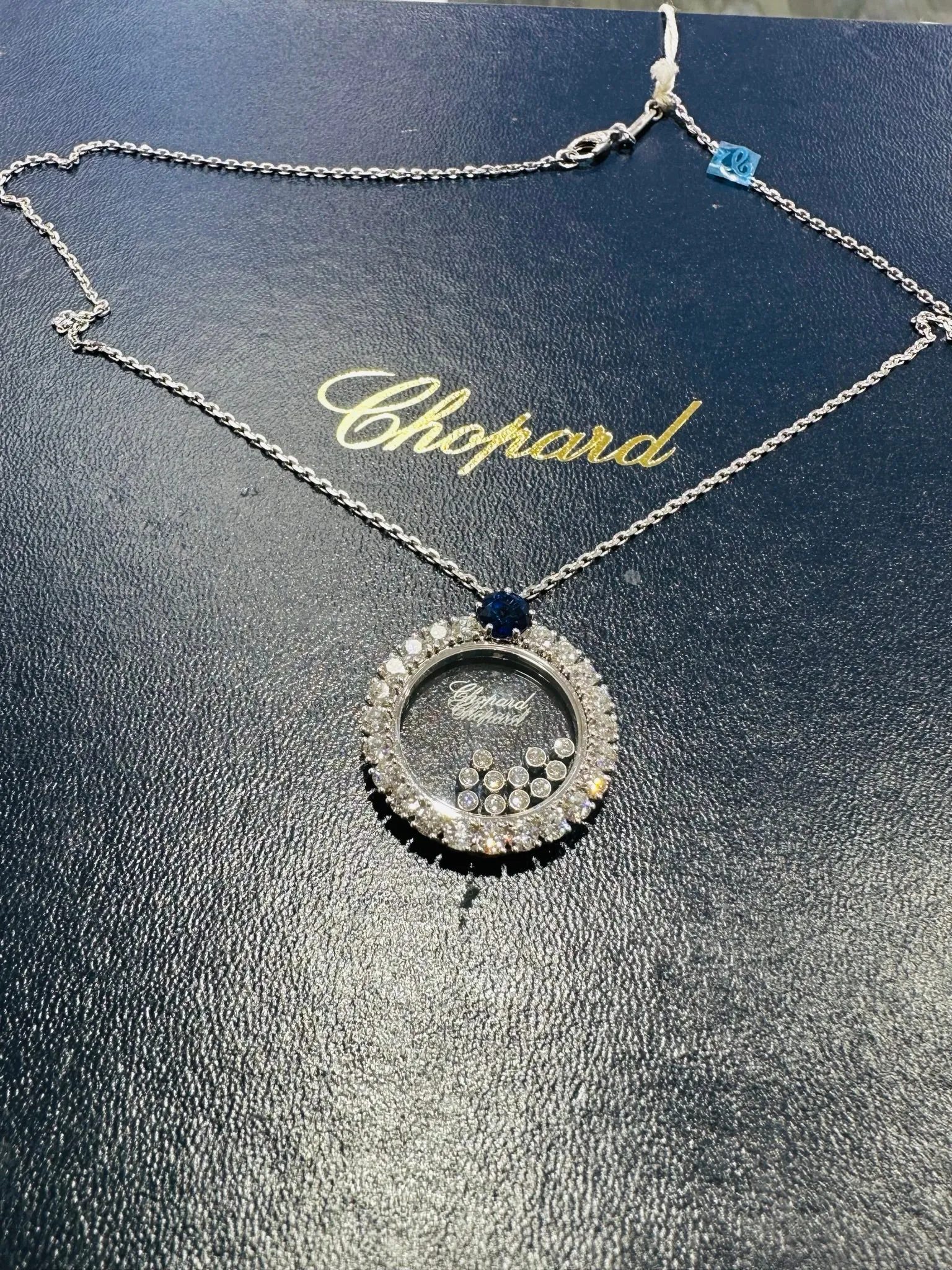 Chopard Happy Diamonds Necklace 18K white gold 3.37CT Diamonds 1.46CT Sapphires 799466-1903 BRAND NEW