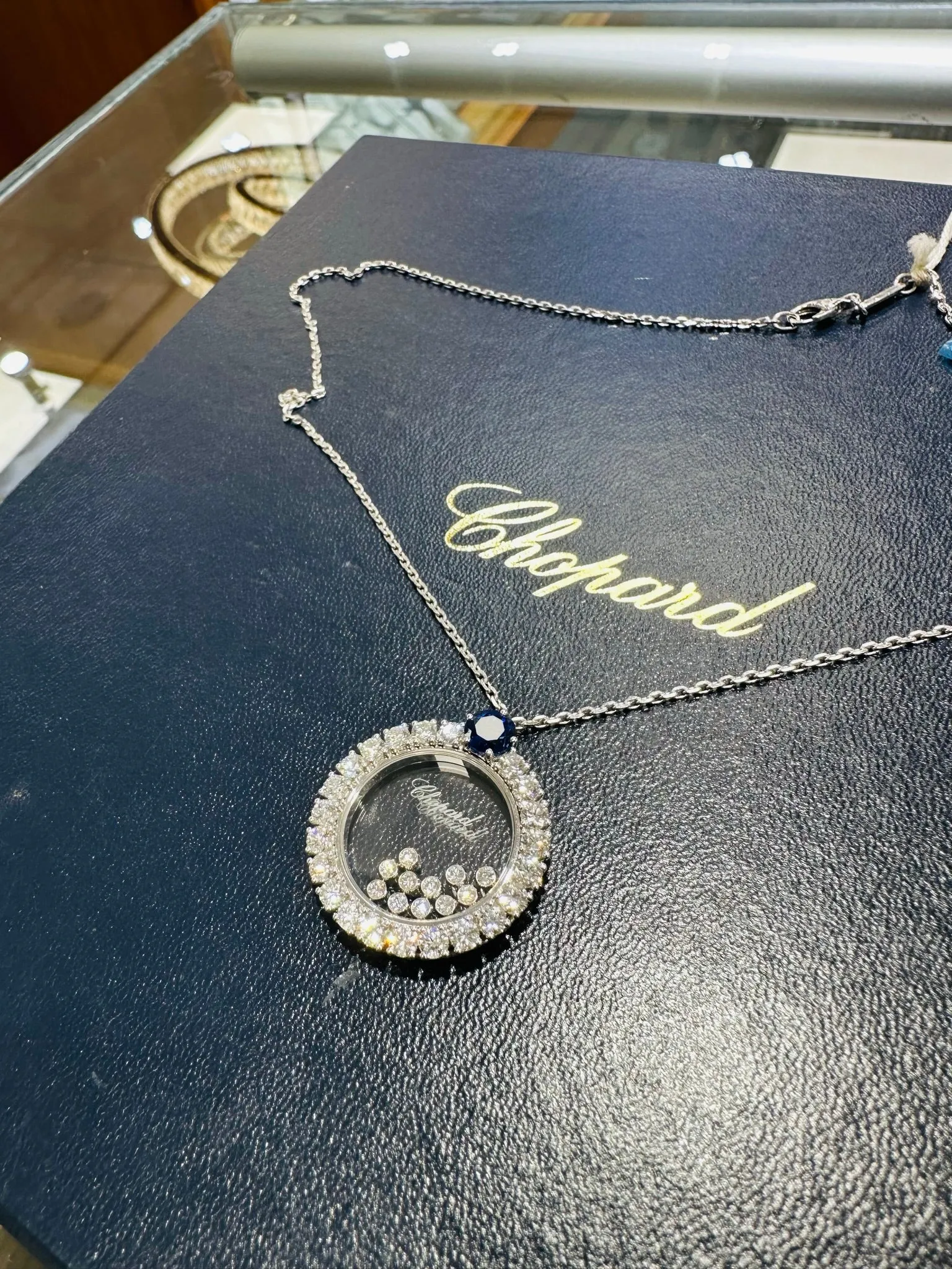 Chopard Happy Diamonds Necklace 18K white gold 3.37CT Diamonds 1.46CT Sapphires 799466-1903 BRAND NEW