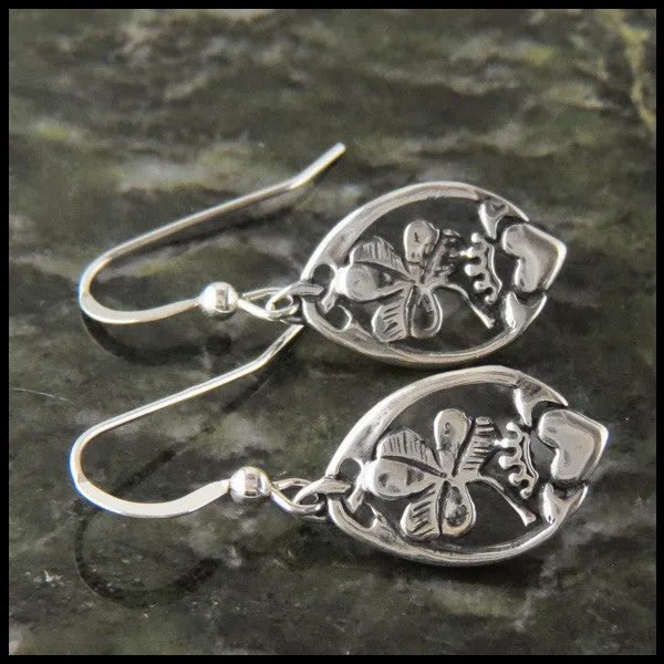 Claddagh and Shamrock Earrings in Silver