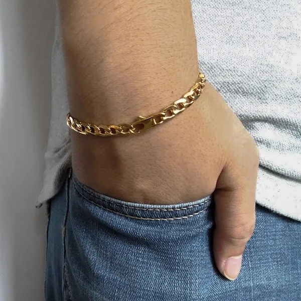 Classy Men 6mm Gold-Toned Chain Bracelet