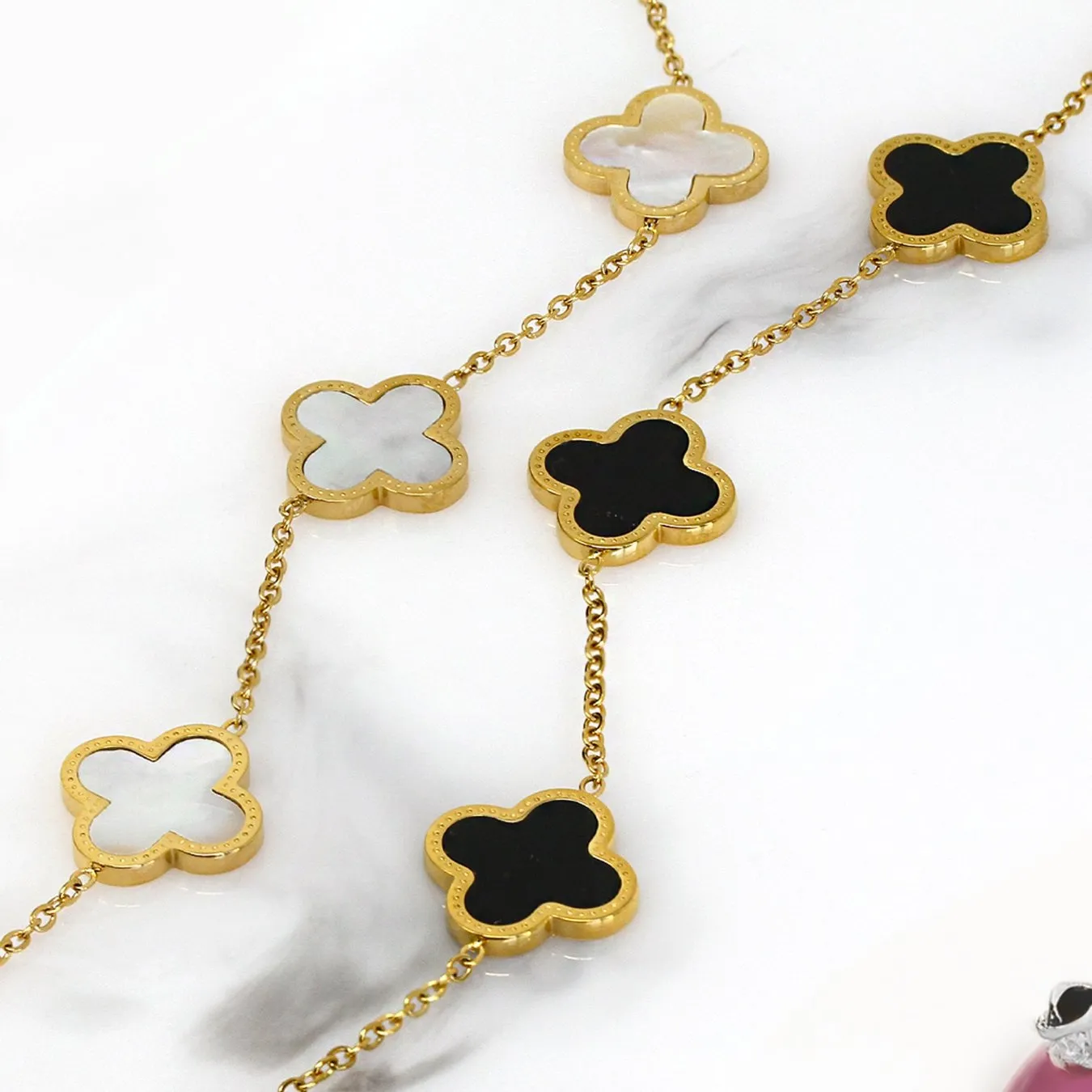 Clover Chain Bracelet - Stainless Steel (Gold & Black)