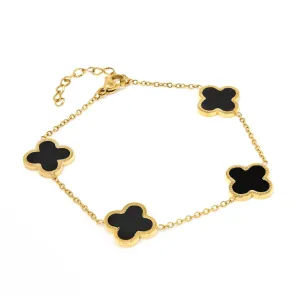 Clover Chain Bracelet - Stainless Steel (Gold & Black)