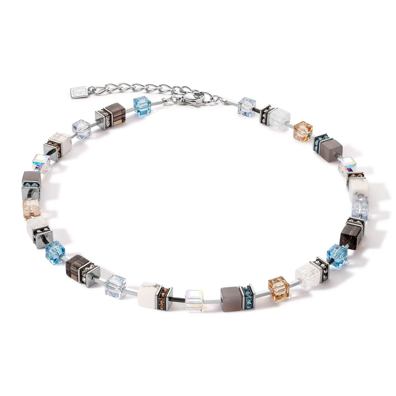 Coeur De Lion Aqua-Beige Iconic GeoCUBE® Necklace