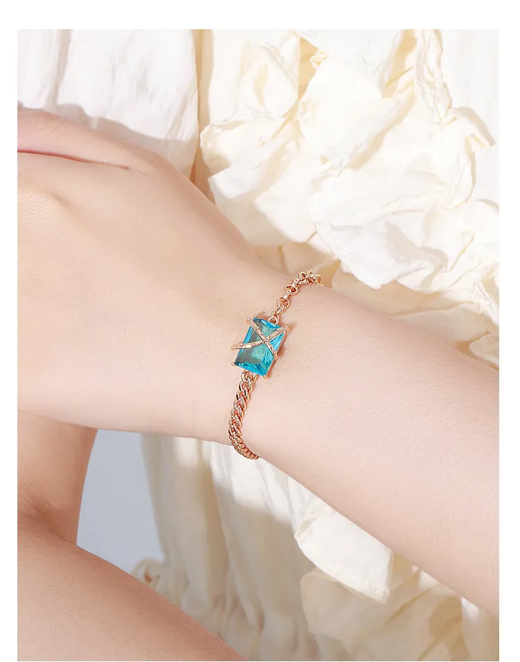 Colorful Series Cross Square Bracelet Women's Retro Light Luxury Niche Temperament Bracelet