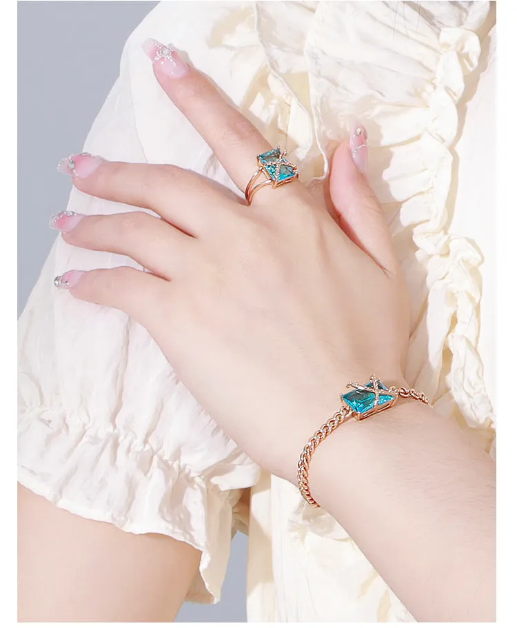 Colorful Series Cross Square Bracelet Women's Retro Light Luxury Niche Temperament Bracelet