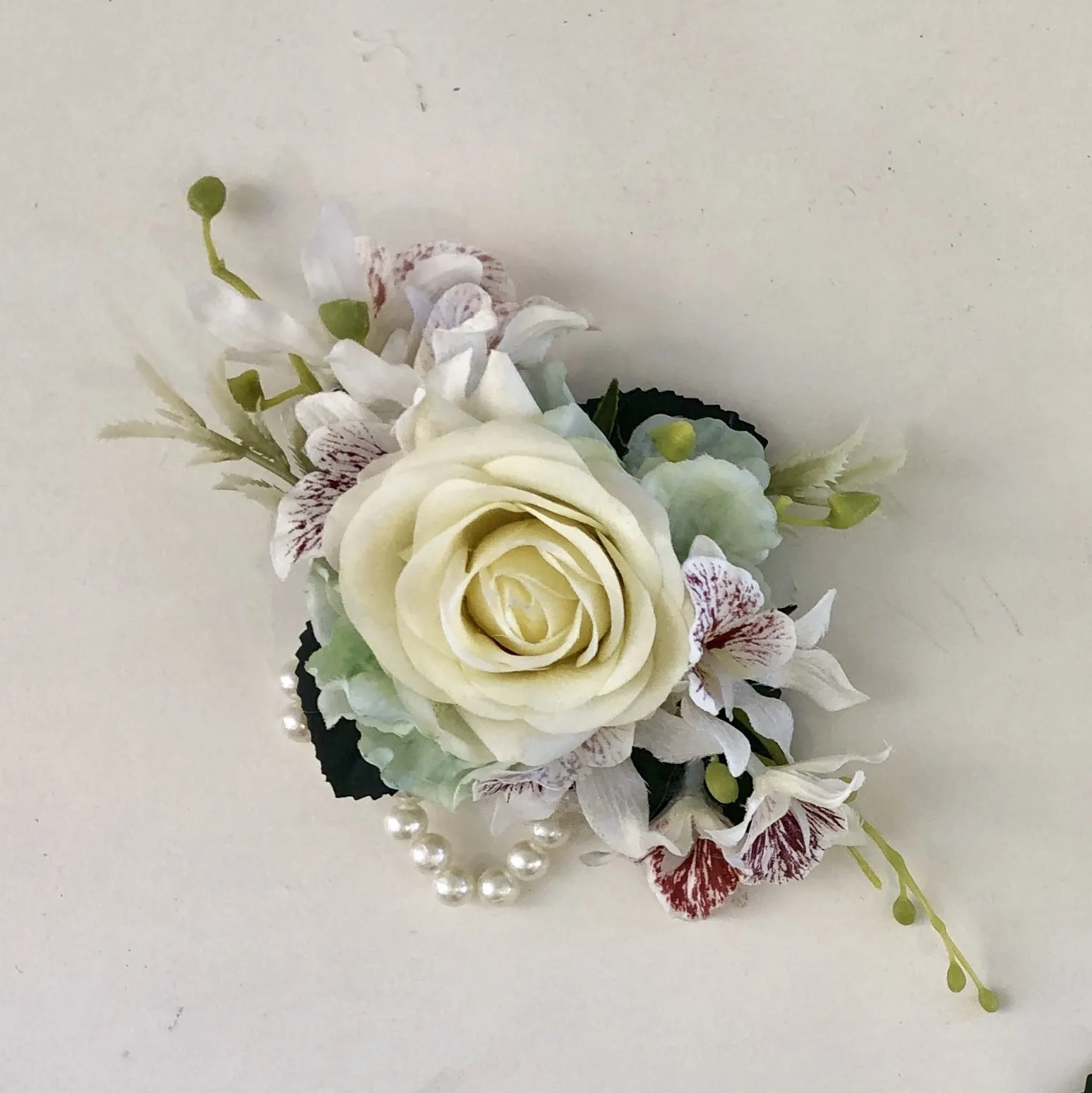 Corsage & Buttonhole - White & Jade Colour - CB0007 - $50/set