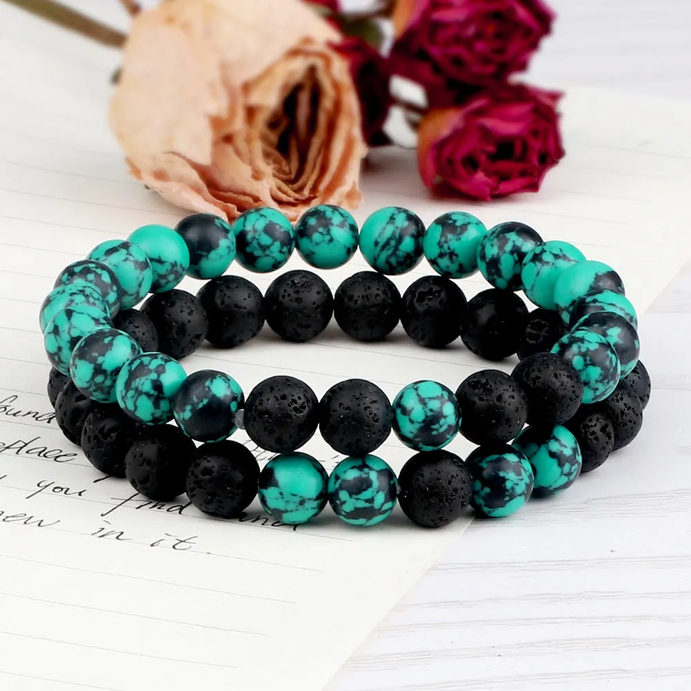 Couple Yoga Buddha Beads Volcanic Turquoise Bracelet