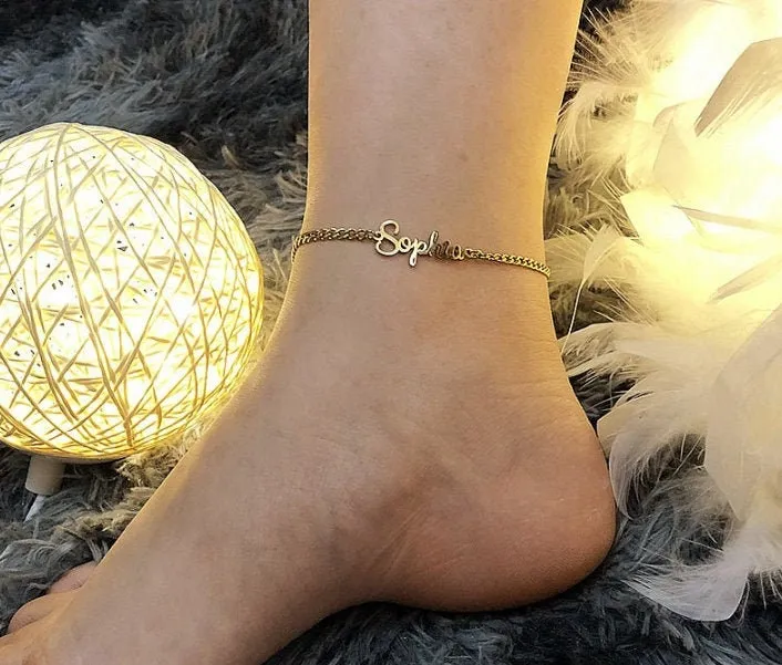 Custom Name Anklet, Personalized Anklet, Custom Anklet, Ankle Bracelet, Initial Beach Jewelry, Dainty Summer, Gift for Women, Wife, Her