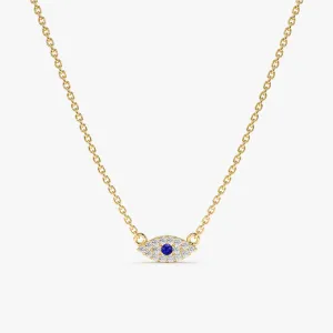 Dainty Sapphire & Diamond Evil Eye Necklace, Missandei