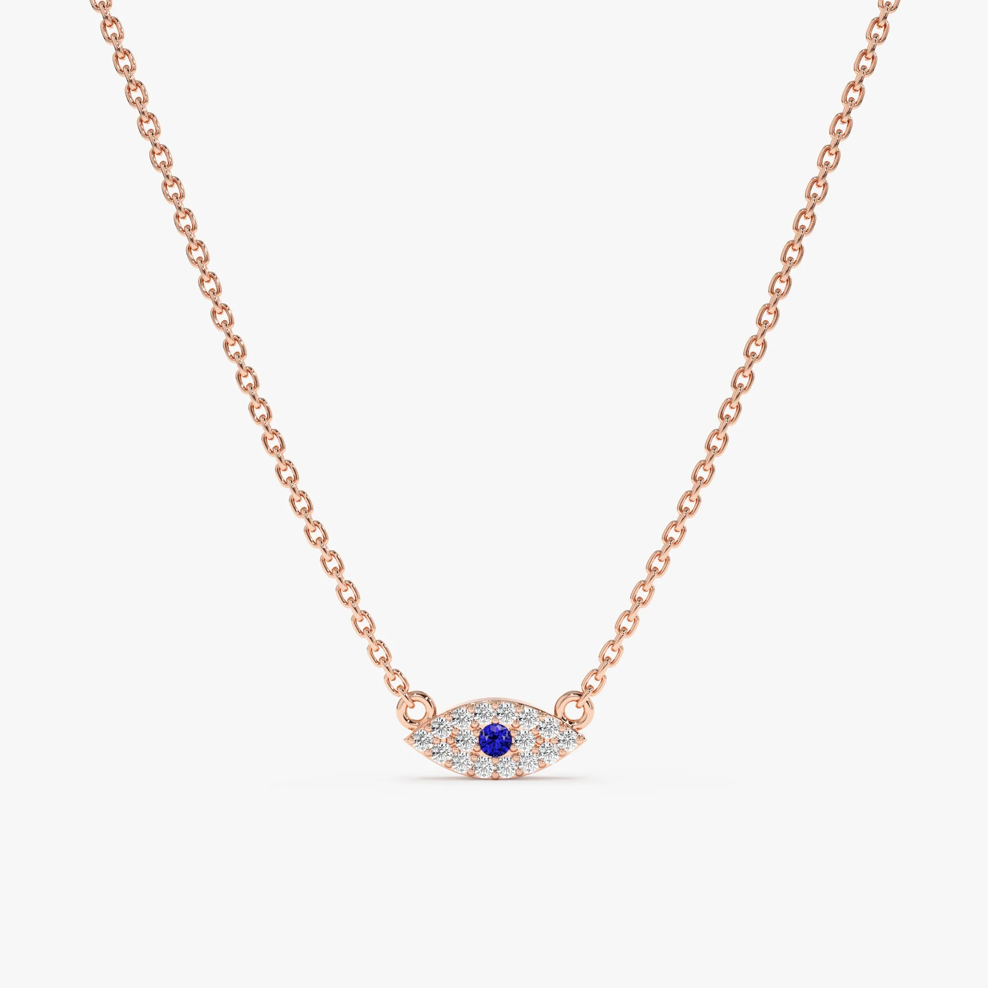 Dainty Sapphire & Diamond Evil Eye Necklace, Missandei