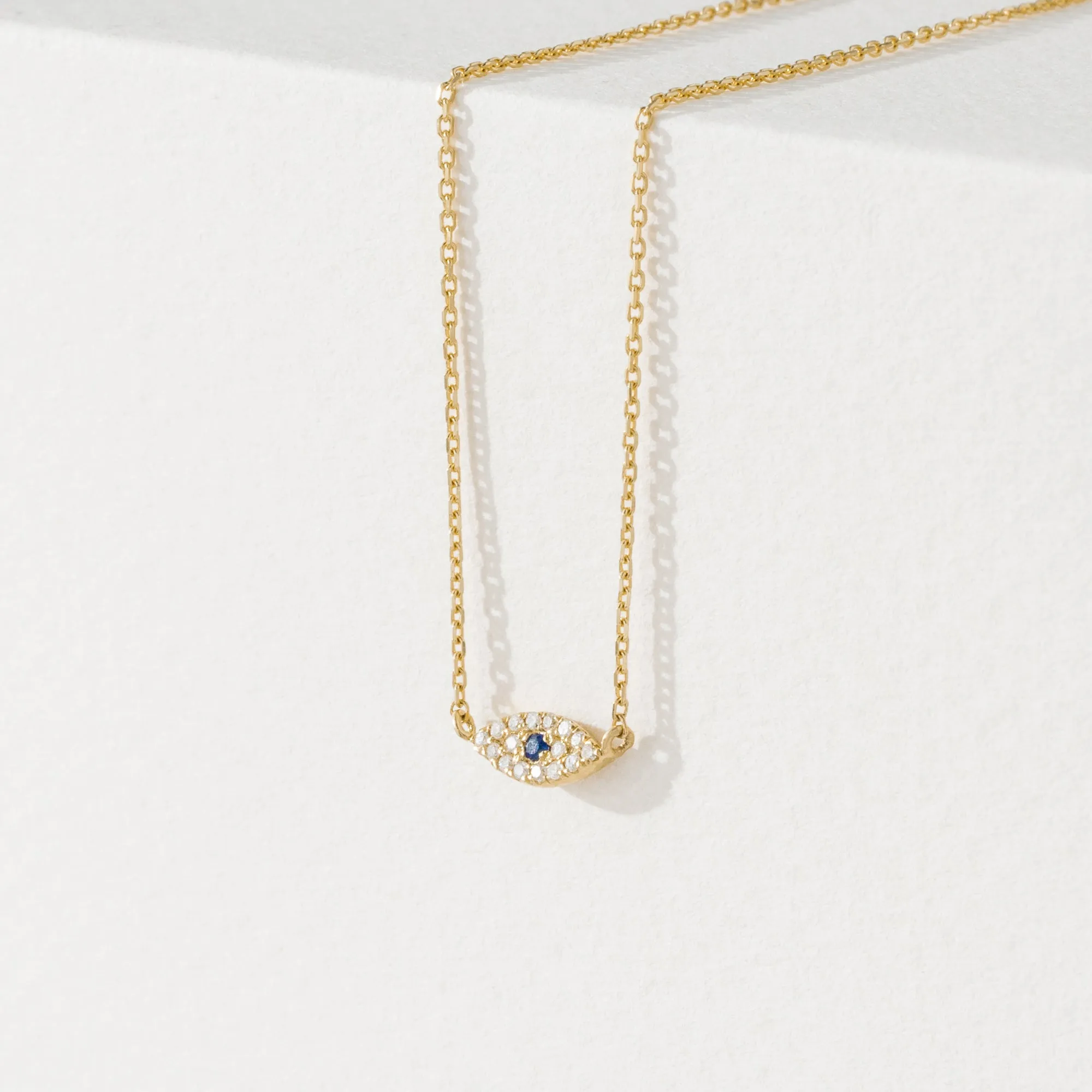 Dainty Sapphire & Diamond Evil Eye Necklace, Missandei