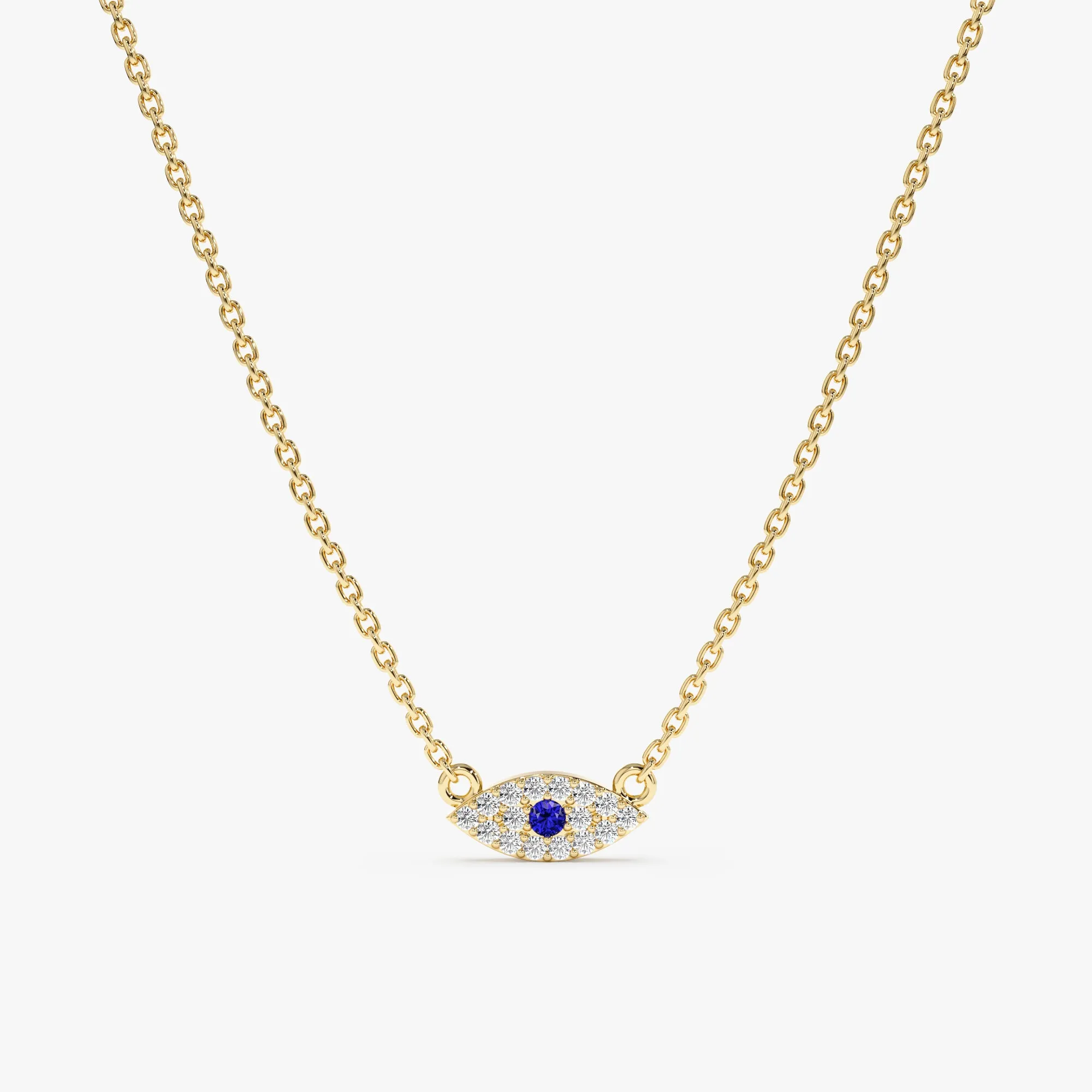 Dainty Sapphire & Diamond Evil Eye Necklace, Missandei