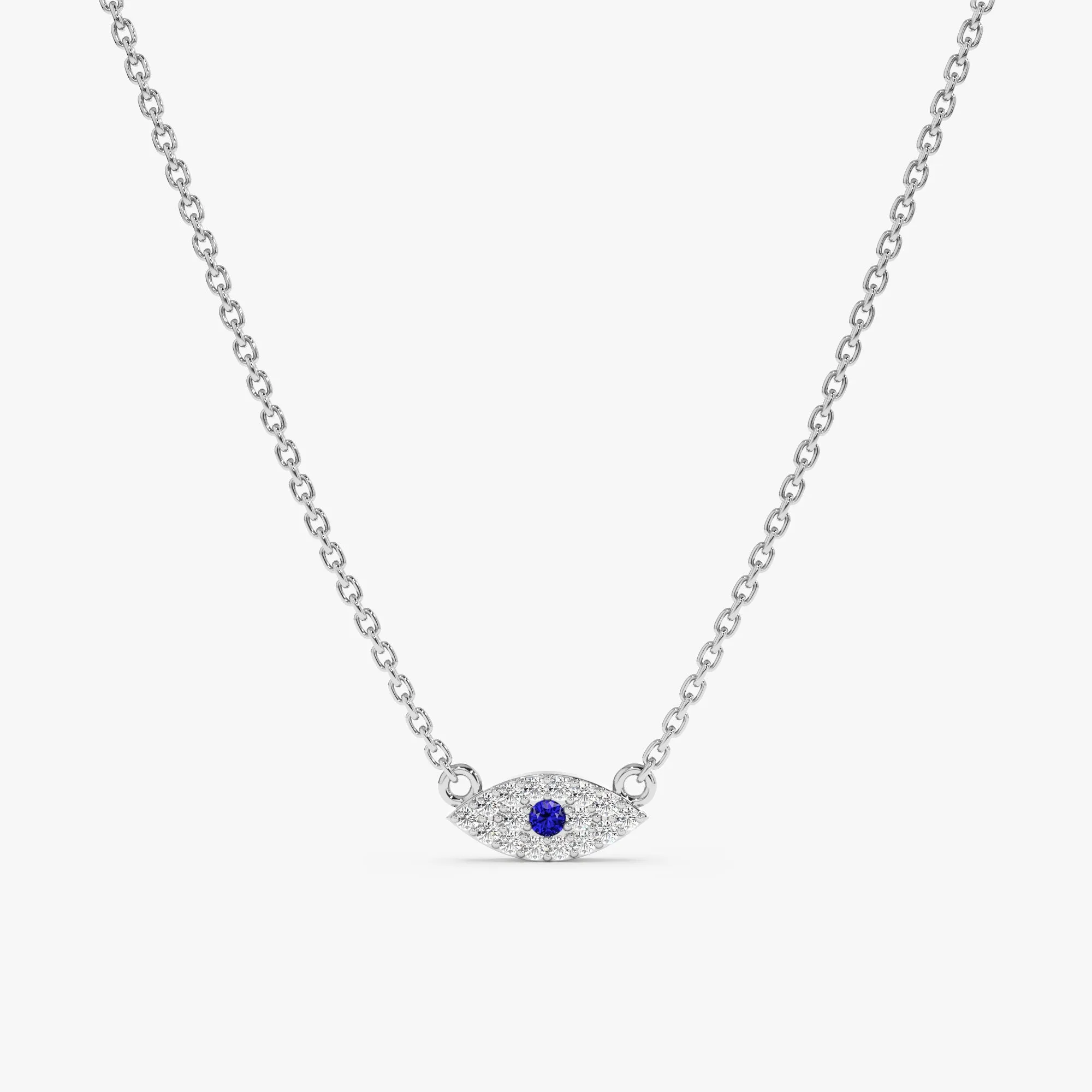 Dainty Sapphire & Diamond Evil Eye Necklace, Missandei