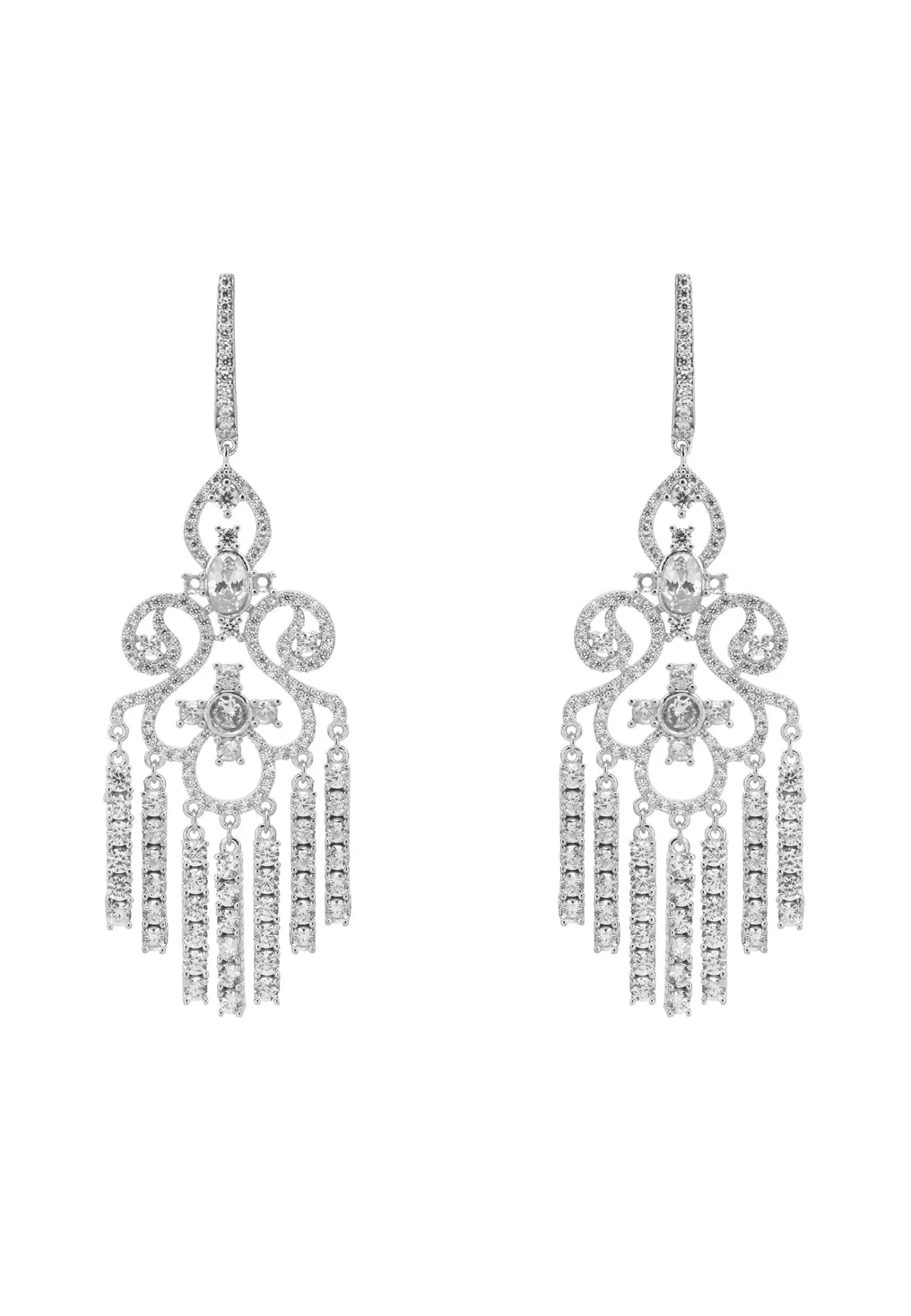 Deco Chandelier Drops Earrings Silver