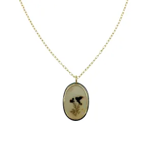 Dendritic Quartz set in 18k Gold on Delicate 18k Gold Chain