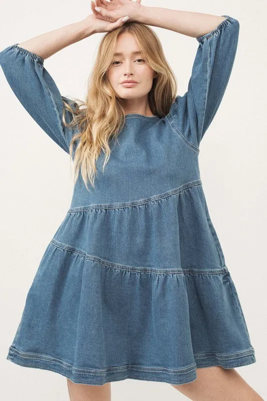 Denim Tiered Dress