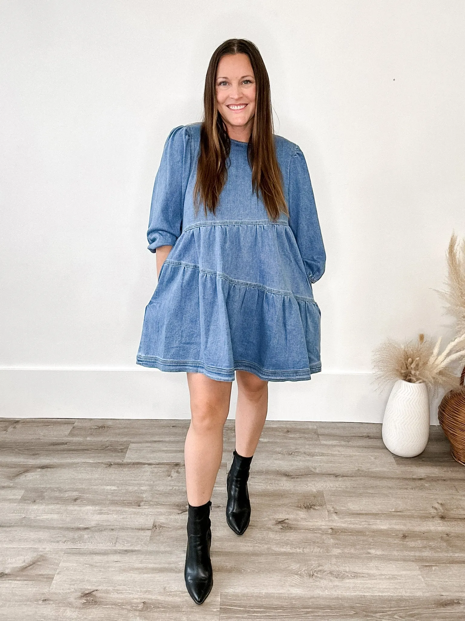 Denim Tiered Dress