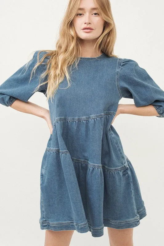 Denim Tiered Dress