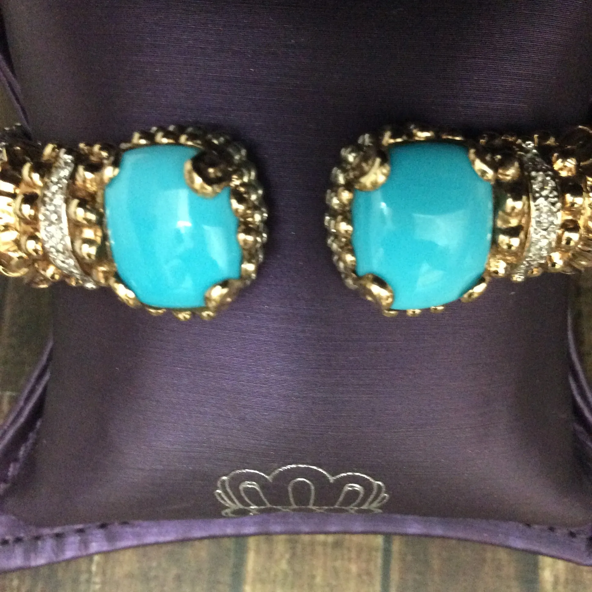 Diamond & Turquoise Two Tone Cuff Bracelet