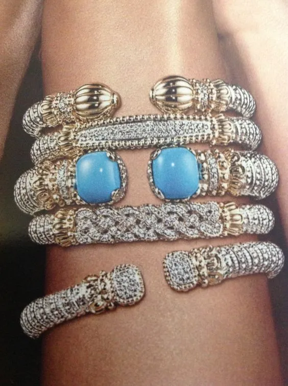 Diamond & Turquoise Two Tone Cuff Bracelet