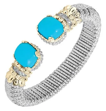 Diamond & Turquoise Two Tone Cuff Bracelet