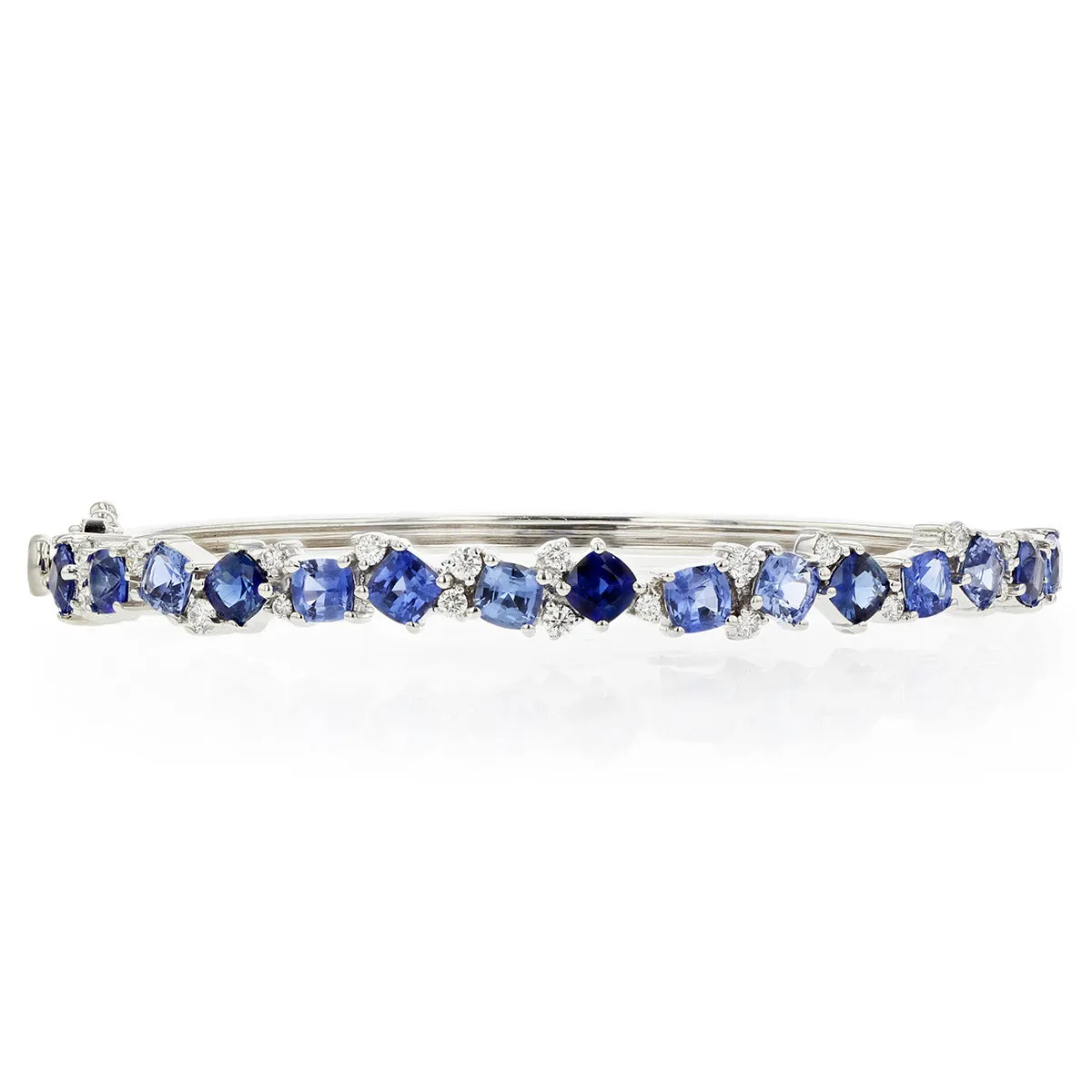 Diamond and Blue Sapphire Cluster Bangle