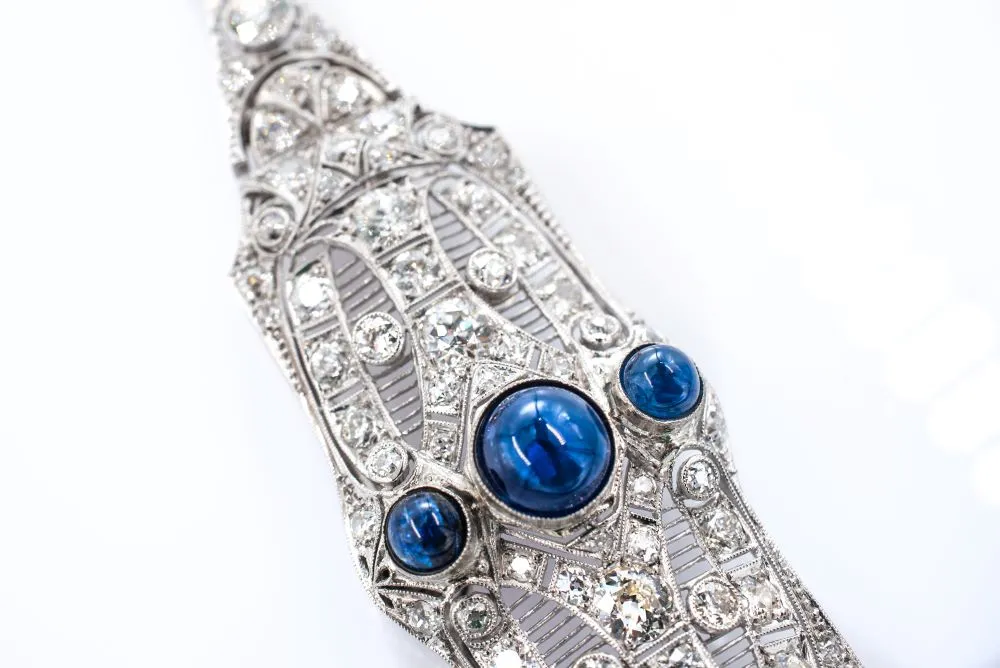 Diamond and Sapphire Art Deco Vintage Necklace