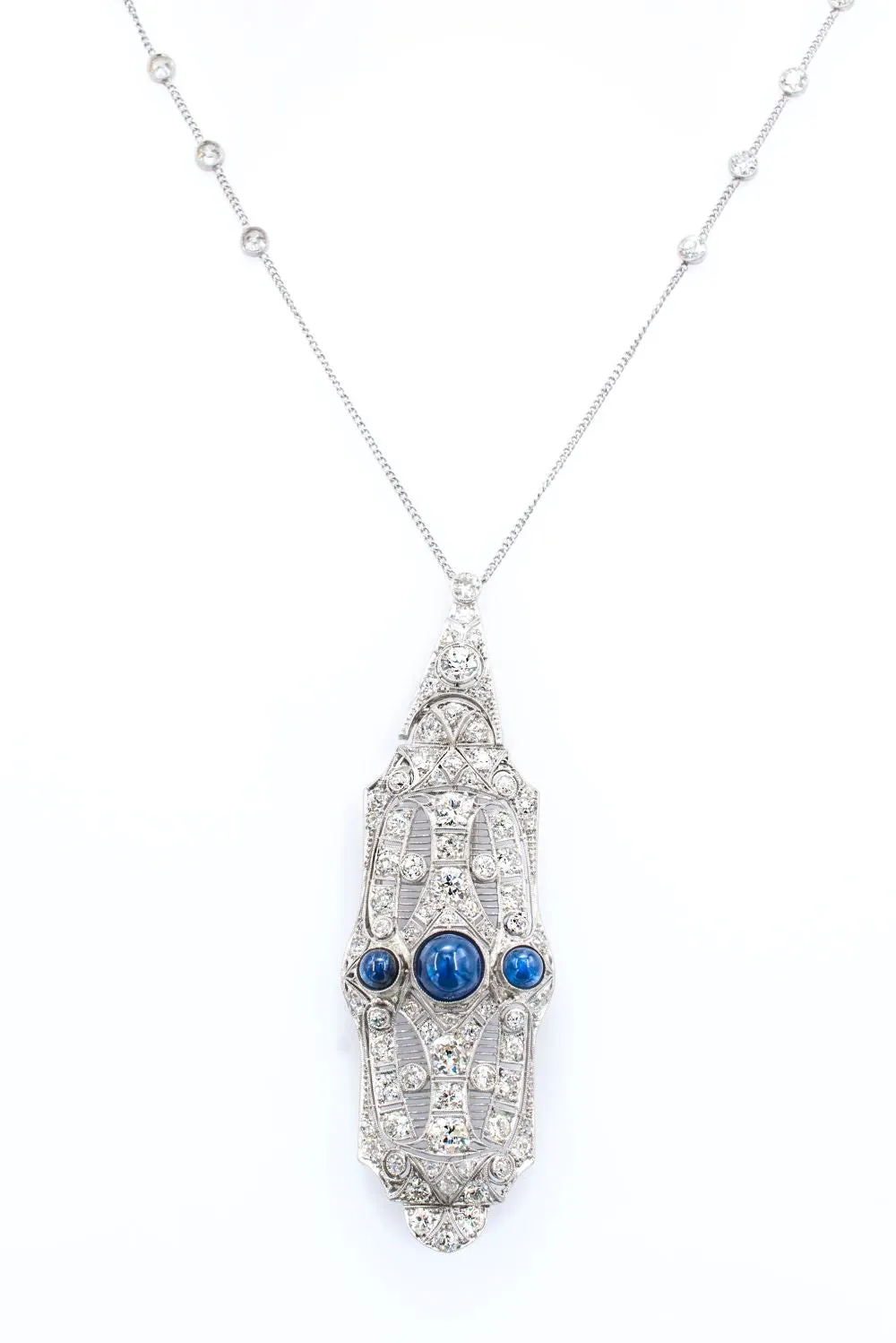 Diamond and Sapphire Art Deco Vintage Necklace