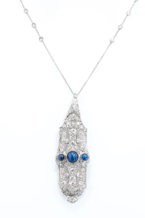 Diamond and Sapphire Art Deco Vintage Necklace