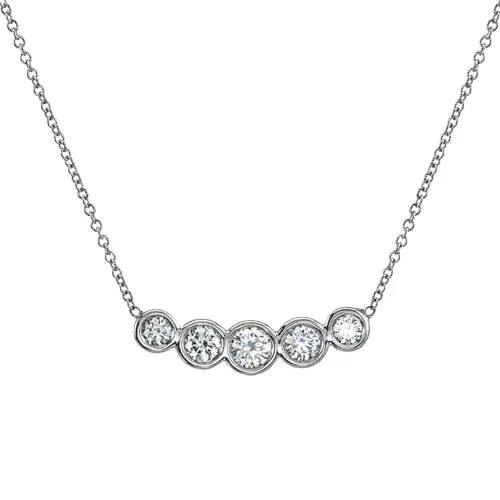 Diamond Bubble Bar Necklace in 14K White Gold