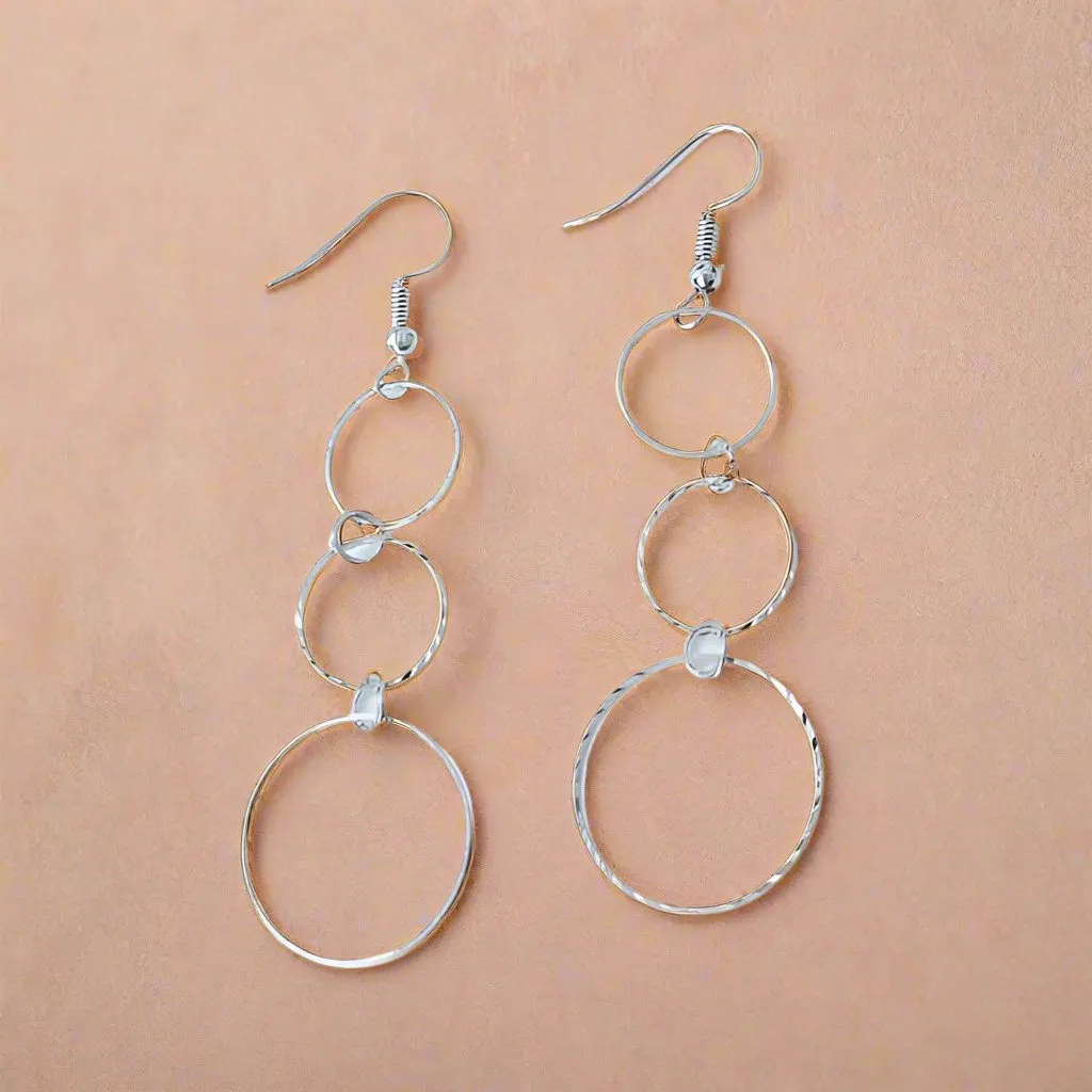 Diamond Cut Silver Circles for Women