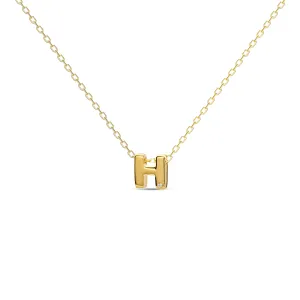 Diamond Letter Necklace "H" - 18 karat gold vermeil on sterling silver, diamond 0.01 carat