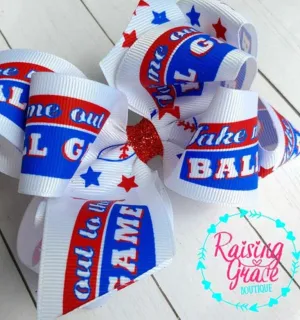 Double Stacked Take Me Out To The Ball Game Baseball Hair Bow