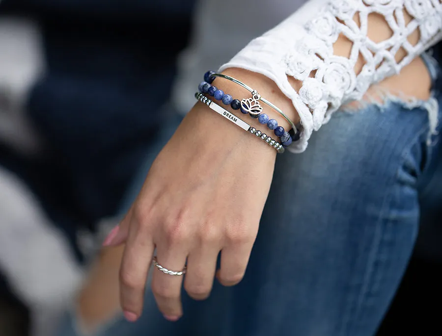 Dragonfly | Soft Bangle Charm Bracelet |  Amethyst