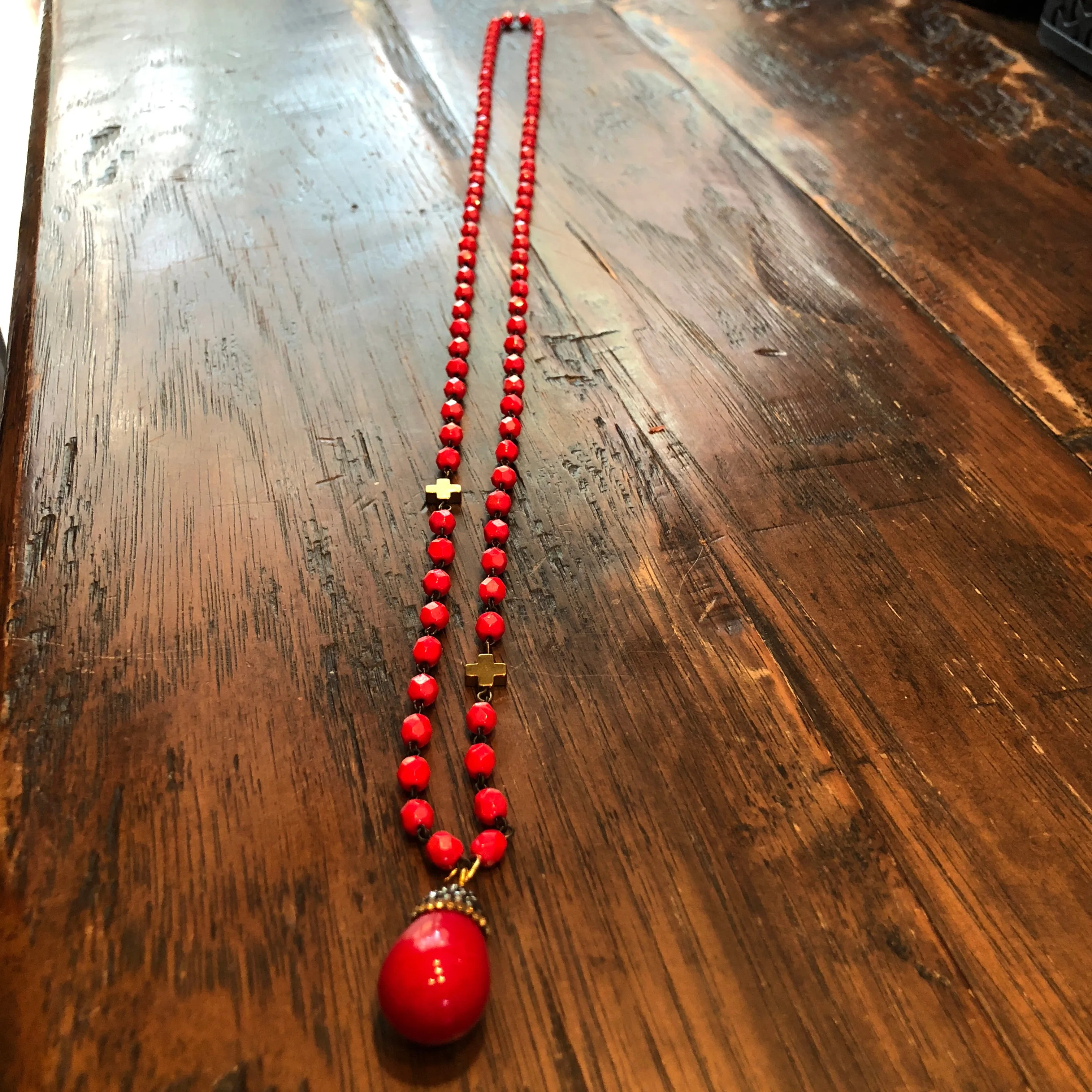 Drop and Cross Necklace