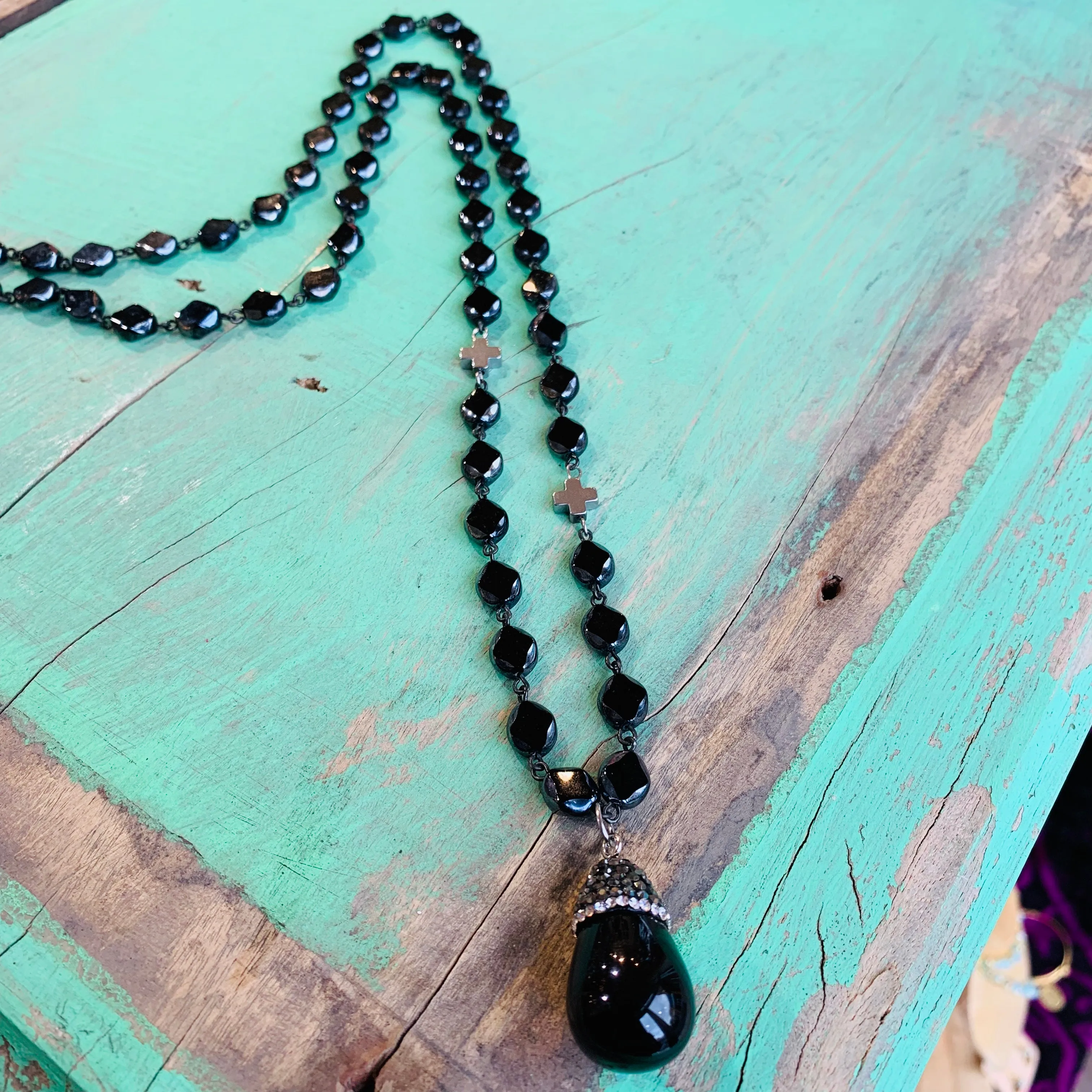 Drop and Cross Necklace