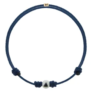 Enameled Gold Ball Blue Sapphire Trillion Cord Bracelet