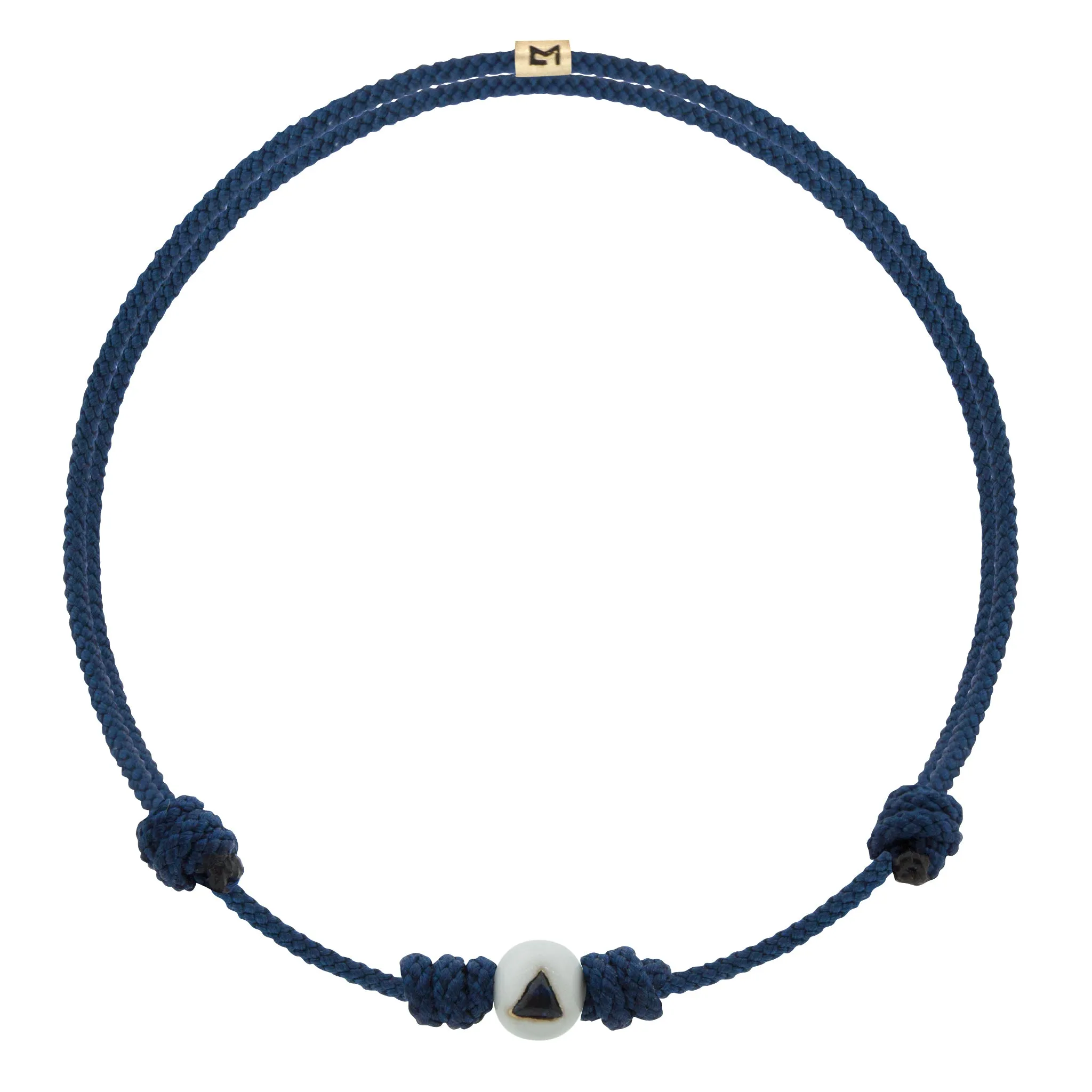 Enameled Gold Ball Blue Sapphire Trillion Cord Bracelet