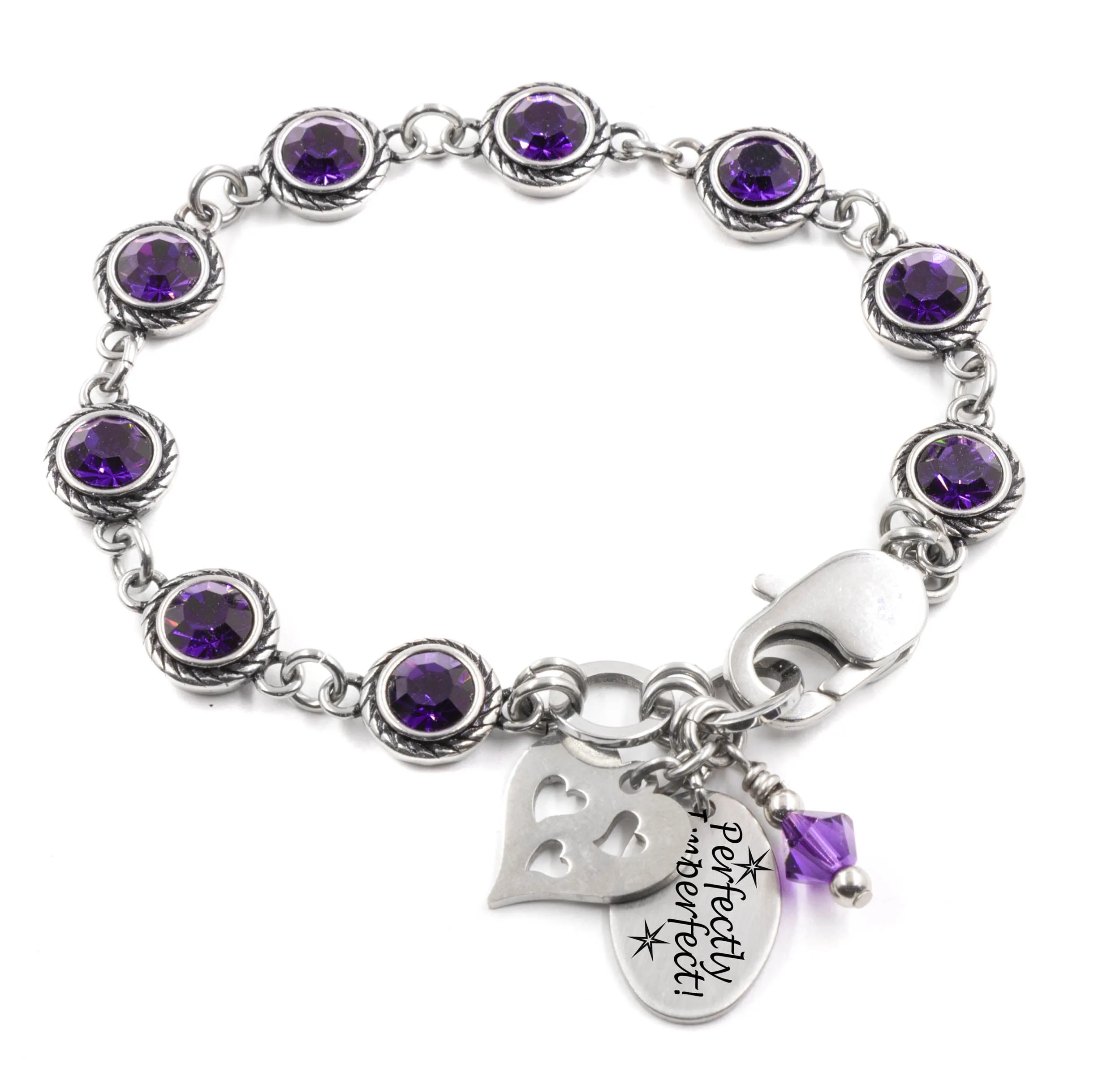 Engraved February Birthstone Bracelet